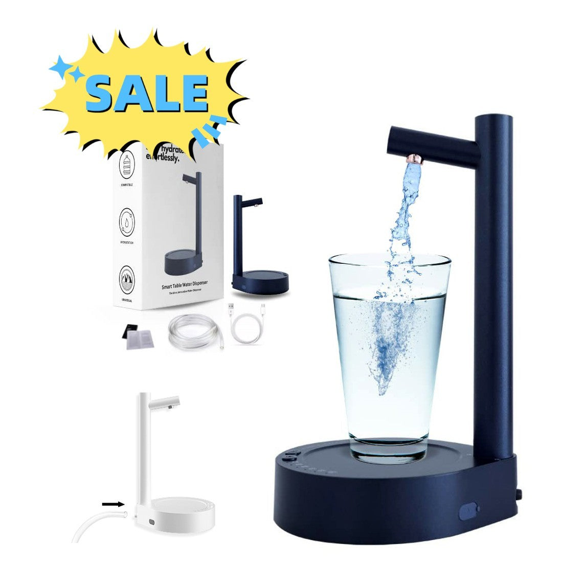 DecoRight Electric Water Bottle Dispenser | Rechargeable Gallon Desk Pump