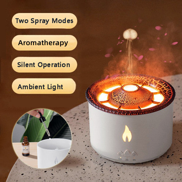 DecoRight Volcano Essential Oil Diffuser | Ultrasonic Flame Jellyfish Humidifier 350ML