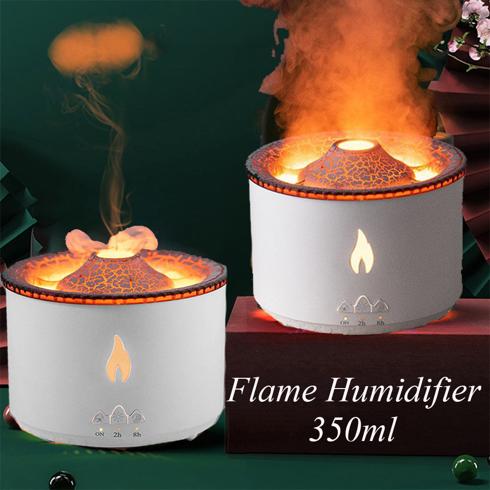 DecoRight Volcano Essential Oil Diffuser | Ultrasonic Flame Jellyfish Humidifier 350ML