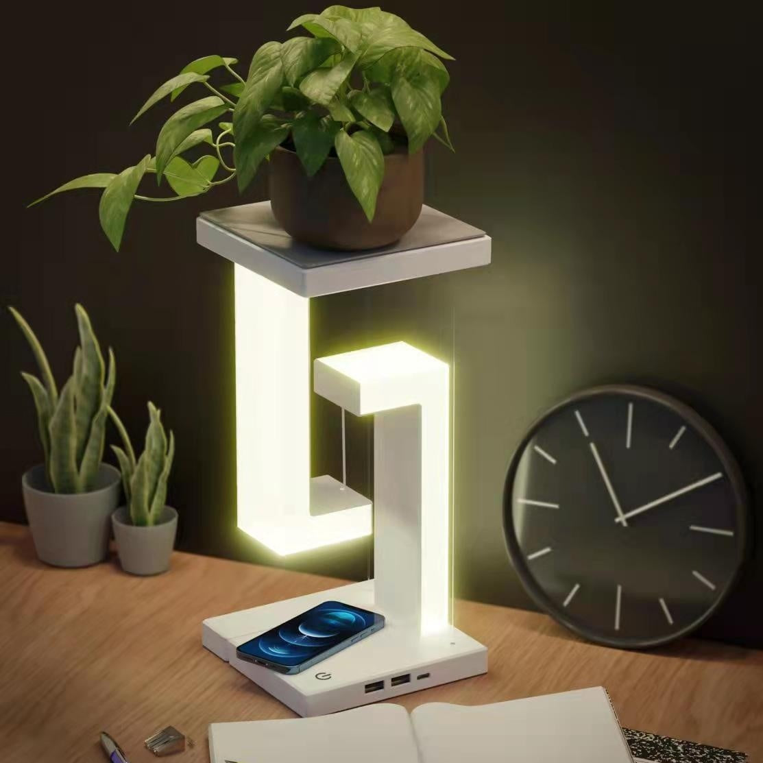 DecoRight Floating Wireless Charging Table Lamp | Creative Suspension Balance Lamp