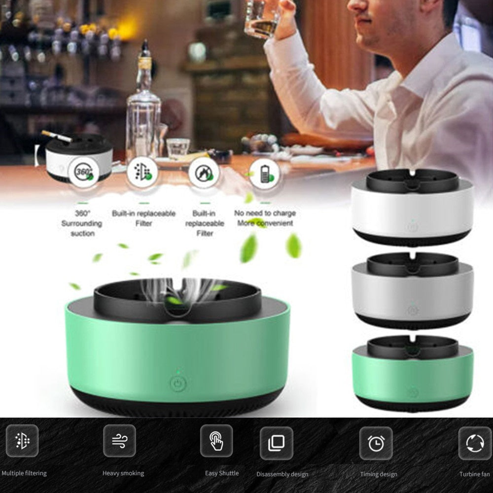 DecoRight Portable Smokeless Ashtray with Air Purification | Odor Eliminating Car & Home Gadget
