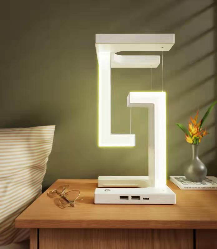 DecoRight Floating Wireless Charging Table Lamp | Creative Suspension Balance Lamp
