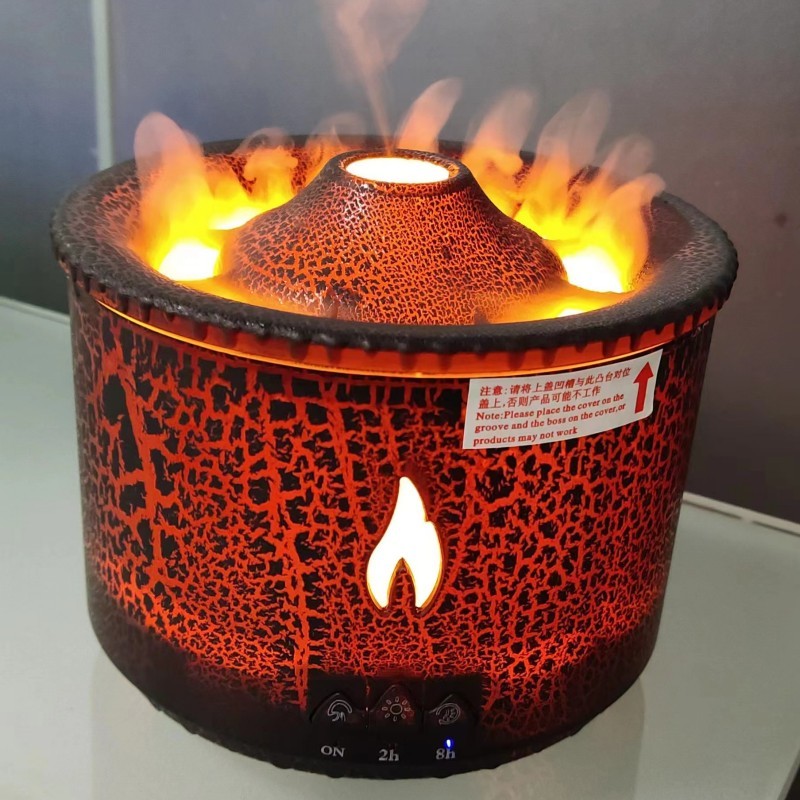 DecoRight Volcano Essential Oil Diffuser | Ultrasonic Flame Jellyfish Humidifier 350ML