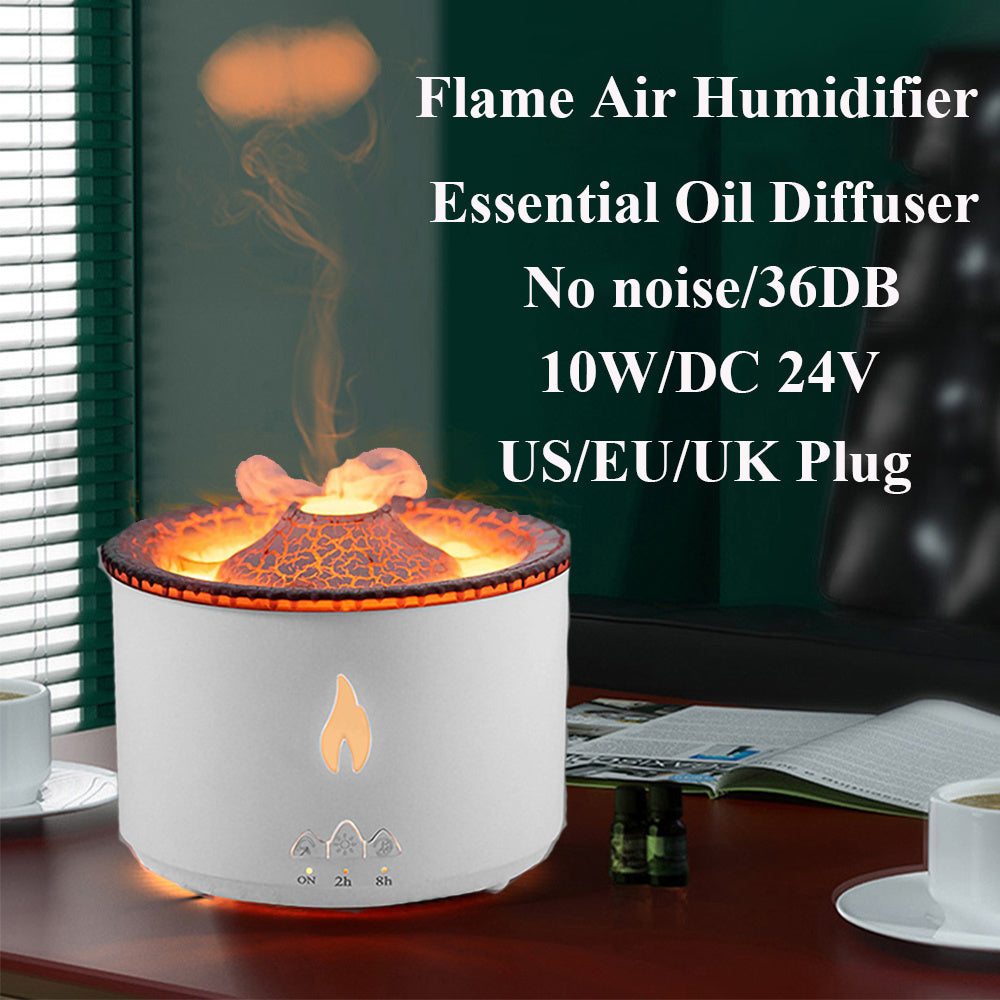 DecoRight Volcano Essential Oil Diffuser | Ultrasonic Flame Jellyfish Humidifier 350ML