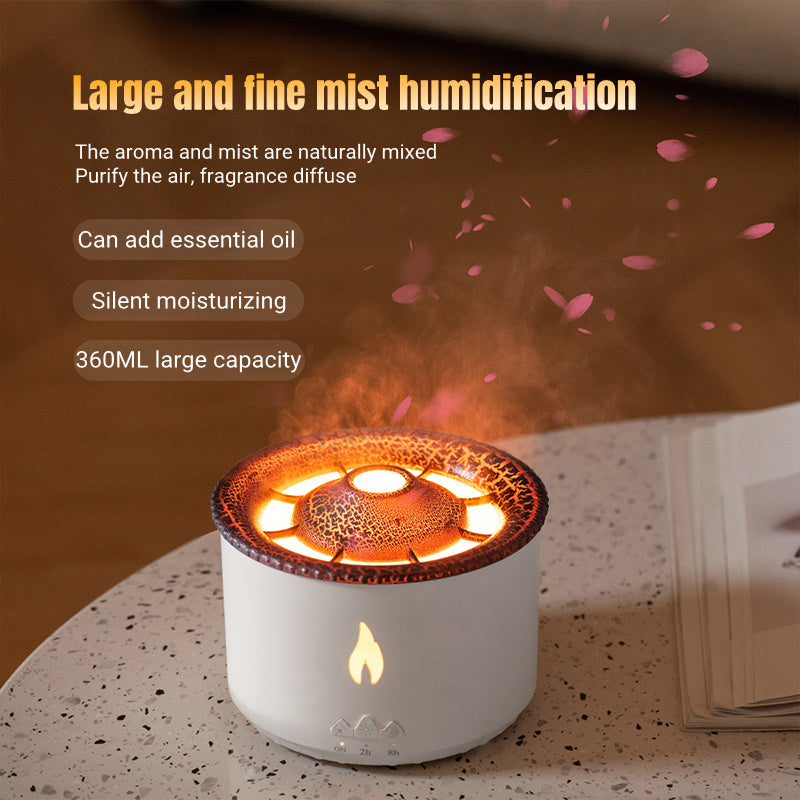 DecoRight Volcano Essential Oil Diffuser | Ultrasonic Flame Jellyfish Humidifier 350ML