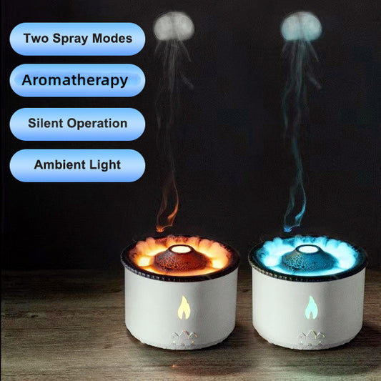 DecoRight Volcano Essential Oil Diffuser | Ultrasonic Flame Jellyfish Humidifier 350ML
